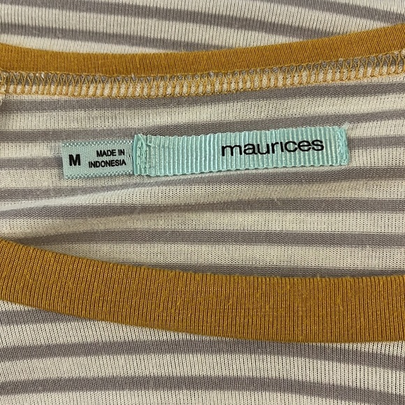 Maurices size M raglan sleeve gray and white stripes with mustard sleeves - Picture 8 of 8